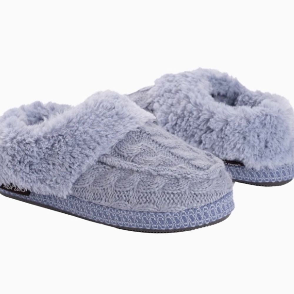 New Women's MUK LUKS Moselle Slip-On Clog Slipper Faux Shearling Moonstone 7-8